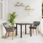 Set de dining pentru grădină cu 3 piese Ratan Polimer Gri GartenMobel Dekor