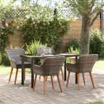 Set de dining pentru grădină cu 5 piese, gri, din ratan poliesteric GartenMobel Dekor