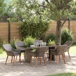 Set de dining pentru grădină cu 7 piese din ratan gri GartenMobel Dekor