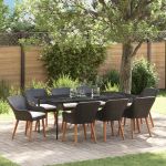 Set dining grădină 9 piese Poliratan Negru GartenMobel Dekor