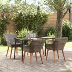 Set masă grădină 5 piese Gri Ratan Poli GartenMobel Dekor