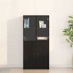 Dulap înalt cu uși, stejar negru, 68x37x142 cm, lemn prelucrat GartenMobel Dekor