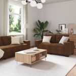 Set canapea, 2 piese, perne maro, piele ecologică GartenMobel Dekor