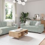 Set canapea, 3 piese, perne gri deschis, catifea GartenMobel Dekor