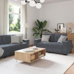 Set canapea, 3 piese, perne gri închis, catifea GartenMobel Dekor