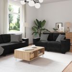 Set canapea, 3 piese, perne negre, catifea GartenMobel Dekor