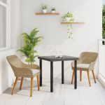 Set de dining pentru grădină 3 piese, ratan poliester bej GartenMobel Dekor