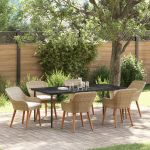 Set de dining pentru grădină 7 piese Bej din Ratan GartenMobel Dekor
