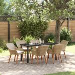 Set de dining pentru grădină cu 7 piese din ratan bej GartenMobel Dekor