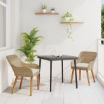 Set de mese pentru grădină cu 3 piese Bej din ratan poli GartenMobel Dekor