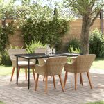 Set dining grădină 5 piese Bej din Ratan Polican GartenMobel Dekor