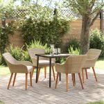 Set mese grădină 5 piese Bej Ratan Poly GartenMobel Dekor
