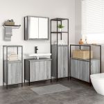 Set mobilă baie 5 piese din lemn compus gri sonoma GartenMobel Dekor