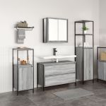 Set mobilier baie, 3 piese, gri sonoma, lemn prelucrat GartenMobel Dekor