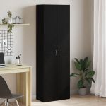 Credență birou  Negru Stejar 60x32x190 cm Lemn prelucrat GartenMobel Dekor