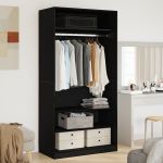 Dulap  negru, din stejar, 100x50x200 cm, din lemn prelucrat GartenMobel Dekor