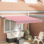 Marchiză automată retractabilă cu dungi roșii și albe 300x250 cm GartenMobel Dekor