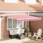 Marchiză manuală retractabilă cu LED roșie și albă 300x250 cm GartenMobel Dekor