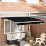 Marchiză retractabilă automată  neagră 300x250 cm, Țesătură de înlocuire pentru marchiză  pentru cadru 3x2.5 m negru GartenMobel Dekor