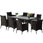 Set mobilier gradina/terasa, maro inchis si bej, ratan sintetic, 1 masa, 8 fotolii, Brian GartenVIP DiyLine