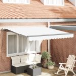 Marchiză retractabilă automată Alb 300x250 cm,  Material de înlocuire pentru marchiză 3x2.5 m Alb GartenMobel Dekor