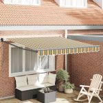 Marchiză automată retractabilă  Verde și Galben 300x250 cm, Material pentru înlocuirea marchizei  pentru cadru de 3x2.5 m Verde și Galben GartenMobel Dekor