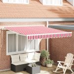 Marchiză Retractabilă Automată cu Dungi Roșii și Albe 350x250 cm GartenMobel Dekor