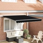 Marchiză retractabilă automată  neagră 350x250 cm, Țesătură de schimb pentru marchiză  pentru cadru de 3.5x2.5 m negru GartenMobel Dekor