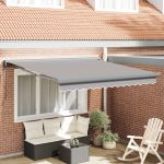 Marchiză retractabilă automată gri deschis 350x250 cm,  țesătură de înlocuire pentru marchiză de 3,5x2,5 m gri deschis GartenMobel Dekor