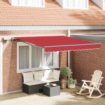 Marchiză Manuală Retractabilă cu LED Roșie 350x250 cm, Țesătură de Înlocuire pentru Marchiza  pentru Cadru de 3.5x2.5 m Roșie GartenMobel Dekor