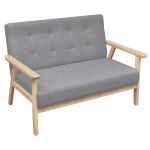 Canapea cu 2 locuri, gri deschis, material textil GartenMobel Dekor
