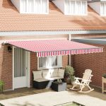 Marchiză Retractabilă Automată Roșie și Albă 400x300 cm GartenMobel Dekor