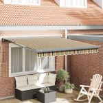 Marchiză retractabilă automată verde și galben 350x250 cm,  Material de schimb pentru marchiză pentru cadru de 3.5x2.5 m verde și galben GartenMobel Dekor