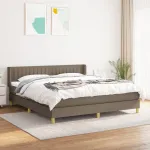 Pat box spring cu saltea, gri taupe, 160x200 cm material textil GartenMobel Dekor