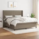 Pat box spring cu saltea, gri taupe, 160x200 cm material textil GartenMobel Dekor