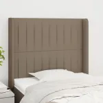 Tăblie de pat cu aripioare gri taupe 83x16x118/128 cm textil GartenMobel Dekor