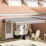 Marchiză automată retractabilă gri 400x300 cm,  Capac pentru marchiză de înlocuire pentru cadru de 4x3 m gri deschis GartenMobel Dekor