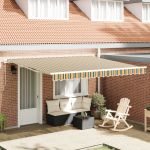 Marchiză retractabilă manuală Verde și Galben 400x300 cm, Fabrică de înlocuire pentru marchiză  pentru cadru de 4x3 m Verde și Galben GartenMobel Dekor