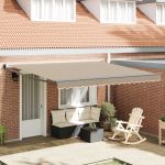 Marchiză manuală retractabilă  Bej 400x300 cm, Material de înlocuire pentru marchiză  pentru cadru de 4x3 m Bej GartenMobel Dekor