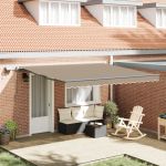 Marchiza manuală retractabilă  cu LED Bej 400x300 cm, Material de schimb pentru marchiză  pentru cadru de 4x3 m Bej GartenMobel Dekor