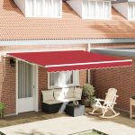 Marchiză retractabilă manuală  albastră marină 400x300 cm, Țesătură pentru marchiză  pentru cadru de 4x3 m roșu GartenMobel Dekor
