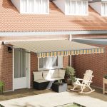 Marchiza manuală retractabilă  Verde și Galben 400x300 cm, Țesătură de înlocuire pentru marchiză  pentru cadru de 4x3 m Verde și Galben GartenMobel Dekor