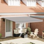 Marchiză retractabilă automată gri deschis 400x350 cm, Fabrică de înlocuire pentru marchiză  pentru cadru de 4x3,5 m gri deschis GartenMobel Dekor