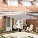 Marchiza automată retractabilă  cu LED Gri deschis 400x350 cm, Material pentru înlocuirea marchizei  pentru cadru de 4x3,5 m gri deschis GartenMobel Dekor