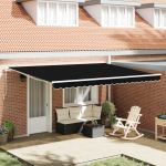 Markiză Manuală Retractabilă Neagră 450x300 cm,  Material de Înlocuire pentru Markiză pentru Cadru de 4,5x3 m Neagră GartenMobel Dekor