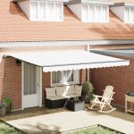 Marchiză manuală retractabilă Alb 450x300 cm, Material de schimb pentru marchiză 4.5x3 m Alb GartenMobel Dekor