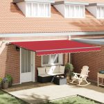 Marciză Retractabilă Automată cu LED Roșie 450x300 cm, Țesătură de înlocuire pentru marciză  de 4,5x3 m Roșie GartenMobel Dekor