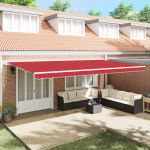 Markiză retractabilă automată roșie 600x350 cm,  Material de înlocuire pentru markiză 6x3.5 m cadru roșu GartenMobel Dekor