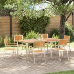 Scaune de grădină stivuibile  6 pcs 54.5x56x87 cm Lemn masiv de tec, Scaune de grădină stivuibile  4 pcs Lemn masiv de tec și metal, Scaune de grădină stivuibile  2 pcs Lemn masiv de tec și metal GartenMobel Dekor