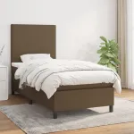 Pat box spring cu saltea, maro închis, 80x200 cm, textil GartenMobel Dekor